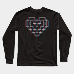 Trippy Pixel Heart Long Sleeve T-Shirt